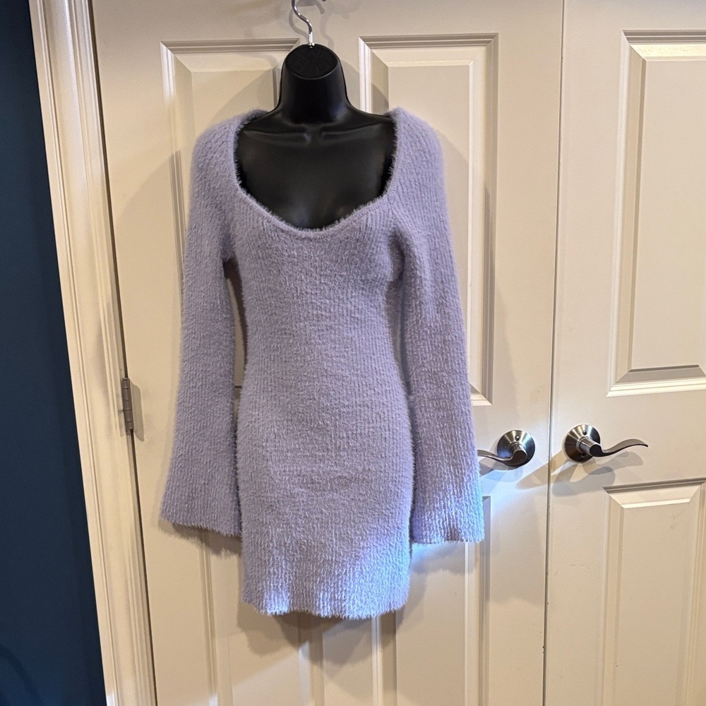 Large Lavender Amirah cozy Knit Sweater mini Dress fashion nova